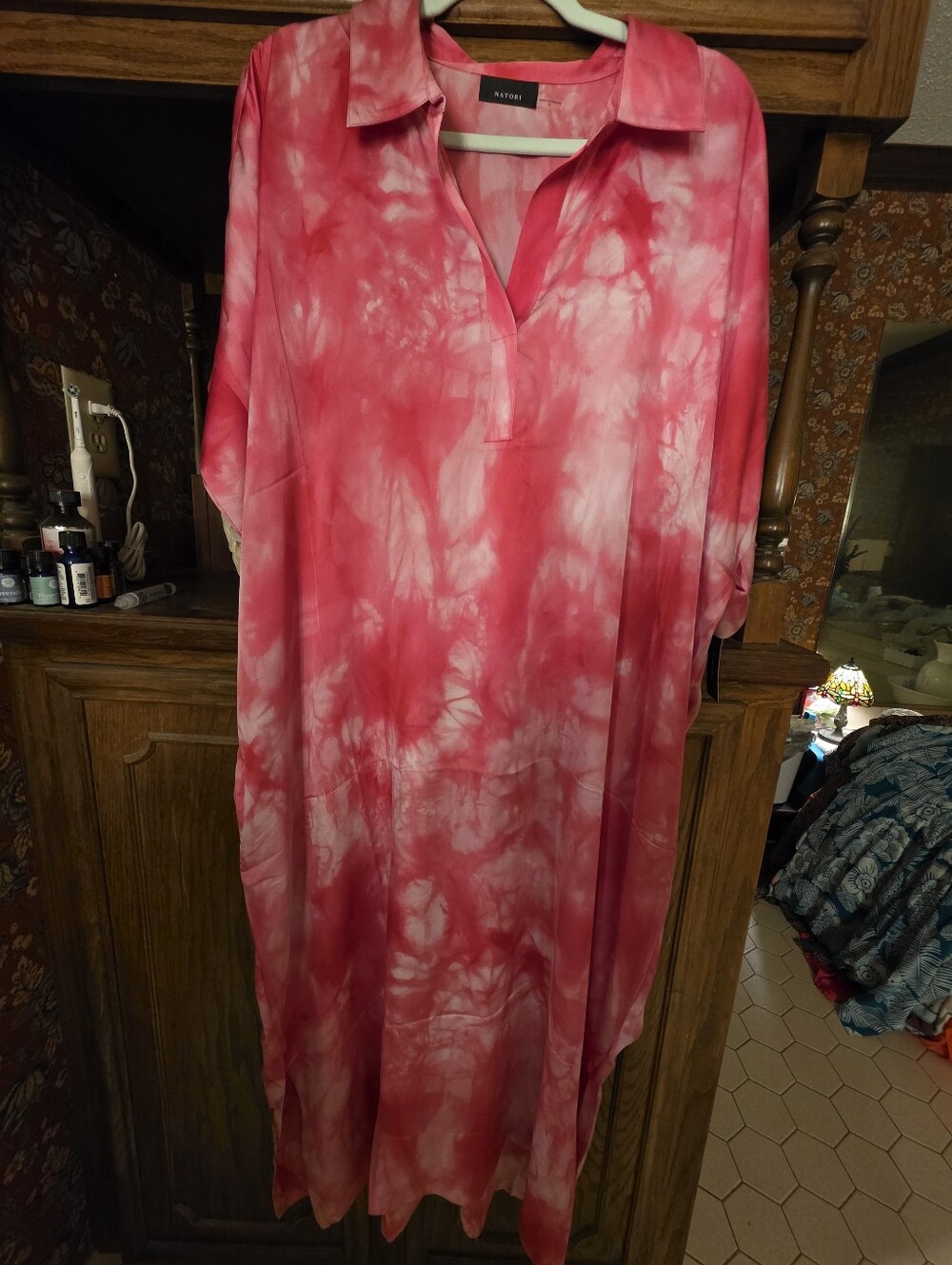 Natorie NWT Tie-Dye Pink Collared Tunic Dress